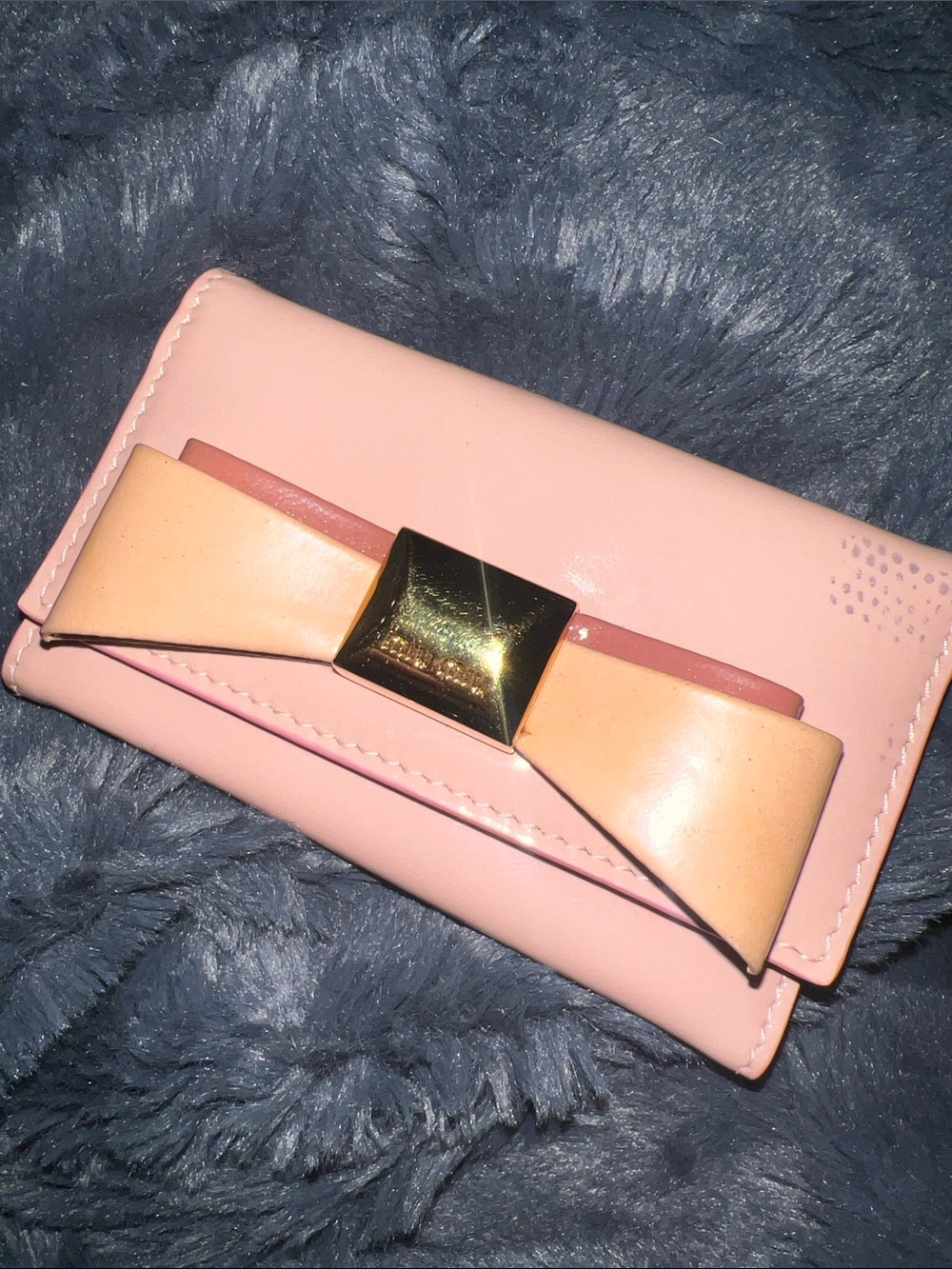 Pink Bow Accent miu miu  - Soft Pink key chain wallet